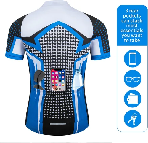 Vista 2 de Camisetas de ciclismo de verano para hombre, de manga corta, de secado rápido, para ciclismo de montaña, para carreras, traje de ciclismo