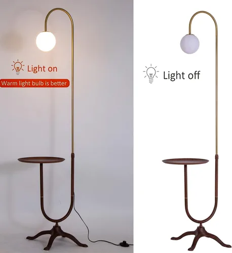 Vista 4 de OUKANING Lámpara de pie de decoración industrial con lámpara de escritorio rústica de metal ajustable, lámpara de libro para sala de estar