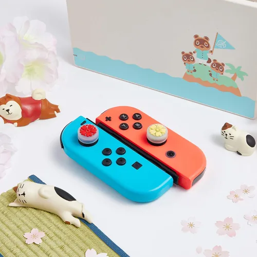 Vista 4 de ZONSK - Tapas transparentes para Nintendo Switch & Lite, color rojo y amarillo