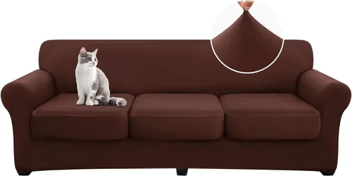 Vista 12 de hyha Fundas de sofá de 4 piezas para sofá de 3 cojines, fundas de sofá suaves y lavables, fundas de sofá elásticas para perros, protector de muebles