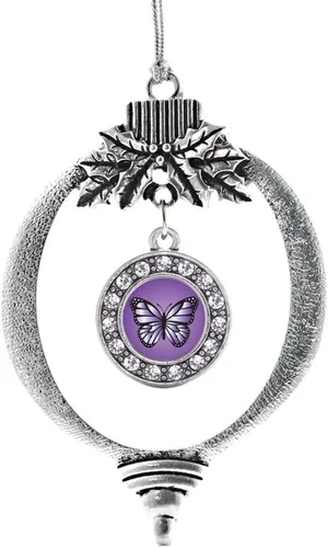 Vista 112 de Inspired Silver - Adorno con dije de cara de carlino - Adornos navideños de círculo de plata con joyas de circonita cúbica