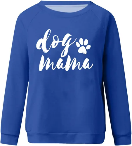 Vista 3 de Sudadera casual de manga larga con estampado de letras divertidas para mamá, con diseño de pata de perro, para mamá