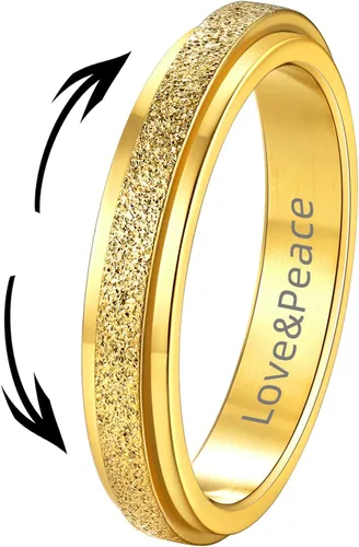 Vista 11 de Supcare Anillos antiestrés para mujer de 4/6/0.315 in para la ansiedad, anillo de pulgar con chorro de arena, regalo para mujeres, talla 7-14