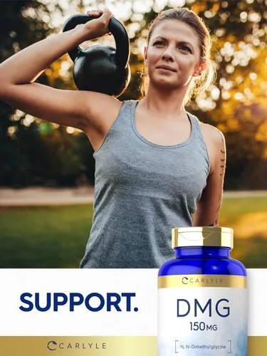 Vista 6 de Carlyle DMG N-dimetilglicina 150 mg 180 cápsulas Suplemento sin OMG, sin gluten
