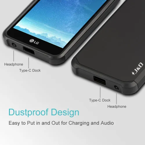 Vista 6 de J&D Funda de parachoques híbrida de doble capa resistente a prueba de golpes para LG K20 V/K20 Plus/Harmony/K10 2017/V5/Grace, cubierta protectora