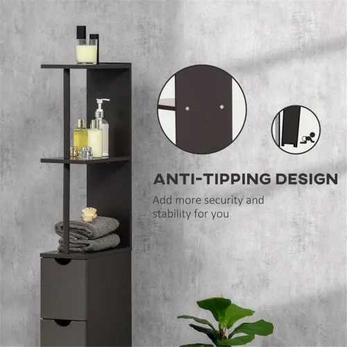 Vista 5 de Tall Slim Home - Armario de almacenamiento independiente para baño, gabinete alto y estrecho independiente con estantes ajustables para baño