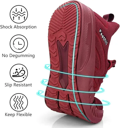 Vista 3 de Feethit - Tenis para hombre antideslizantes, ligeros, transpirables, estilo slip-on, para caminar, correr y gimnasio