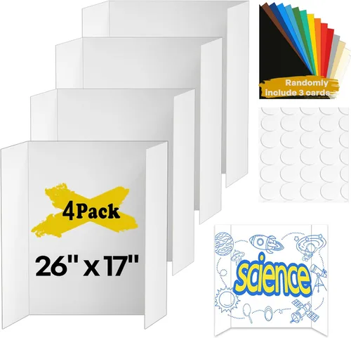 Vista 9 de 12 tableros pequeños de póster triple, tablero de presentación de 21.4 x 14 pulgadas, con cintas de doble cara y cartón, tableros de proyectos