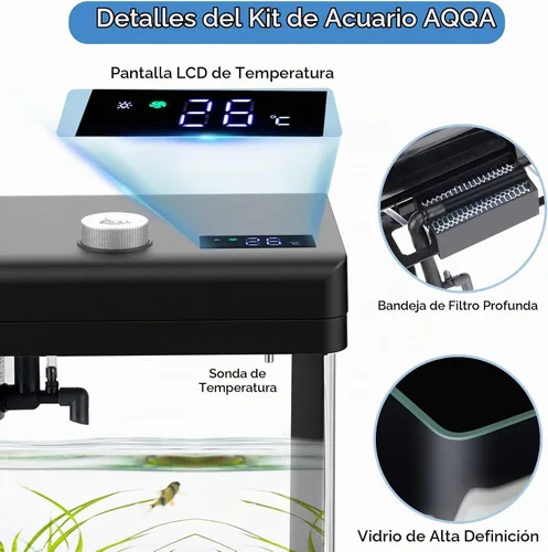 Vista 5 de AQQA Kits de acuario de 1.5 galones de escritorio para pecera pequeña