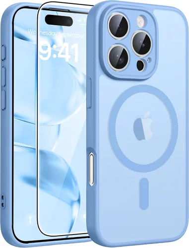 Vista 215 de FNTCASE - Funda para iPhone 16 Pro: magnética, mate, translúcida, de grado militar, protectora contra caídas, resistente, fina, duradera y a prueba