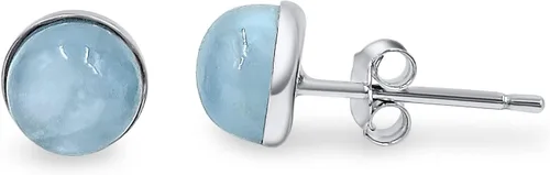 Vista 90 de Pendientes naturales de 0.236 in con chapado en oro blanco sobre plata de ley, bisel cabujón de piedras preciosas regalo de joyería para ella