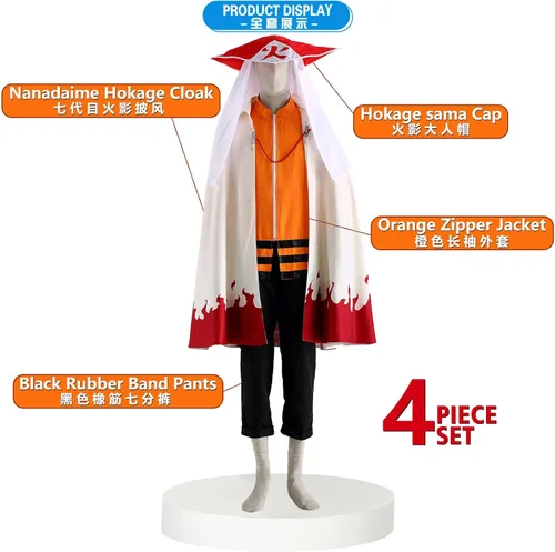 Vista 2 de MYCOS - Traje de Nanadaime Hokage de 7 Nanadaime, disfraz de cosplay de ninja, trajes de disfraz para niños grandes y adultos