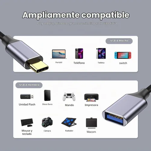 Vista 6 de Pastall - Cable USB hembra a C macho (3.3 ft/3.3 pies), cable adaptador USBC a USB 3.0