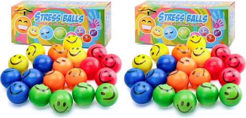Vista 8 de LovesTown 20 bolas antiestrés para niños, juguetes para apretar, sonrientes, elásticos, para niños y adultos, regalos para compañeros de trabajo