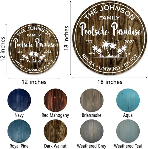 Vista 2 de V VIBEPY Letreros personalizados de madera de 8, 12 y 18 pulgadas, letreros de piscina, letreros junto a la piscina, letreros de patio, letreros