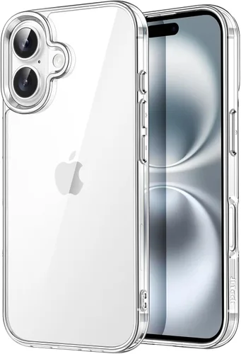 Vista 13 de JETech Funda para iPhone 16, antiamarilleo, color negro Shockproof Protection, Scratch Resistant Hard PC Back, Durable Transparent TPU Bumper