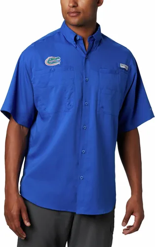 Vista 14 de Columbia NCAA Camisa Tamiami de Manga Corta para Hombre Universitaria Tallas Grandes y Altas Fla - Azul