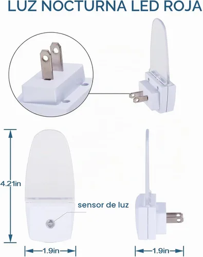 Vista 6 de CICINY Paquete de 4 luces LED de noche enchufables, eficiencia energética, 0.5 W, sensor de atardecer a amanecer, luces nocturnas para dormitorio