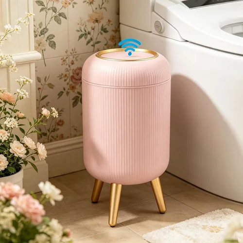 Vista 7 de URALFA - Cubo de basura con sensor de movimiento y tapa, 3 galones / 11 L, cubo de basura automático para baño, cubo de basura sin contacto, cubo