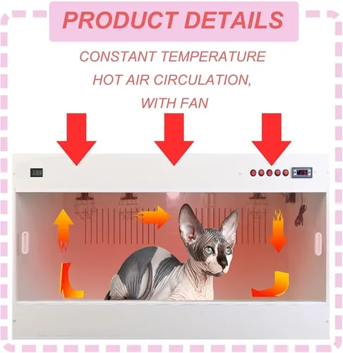 Vista 2 de Caja de incubadora de mascotas para gatos/perros, perrera de humedad visual, con ventilador de ventilación/lámpara de iluminación (beige)