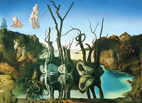 Vista 2 de EuroGraphics Salvador Dalí Swans Reflecting Elephants Puzzle (1000 piezas) (6000-0846), blanco