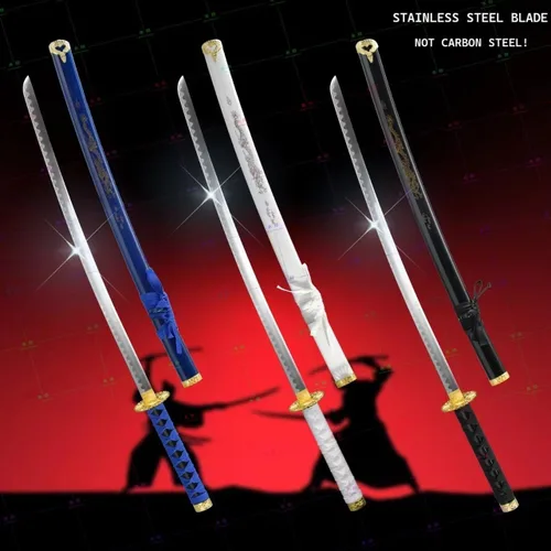 Vista 6 de Katana Last Samurai - Espada de acero inoxidable real, espiga completa, forjada a mano, no acero al carbono, forjada a mano