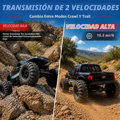 Vista 5 de UDIRC UCX1804PRO 1/18 Crawler RC sin escobillas, camión de roca de Negro