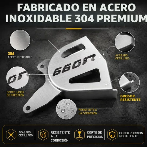 Vista 3 de Raptor 660R - Protector de caja de acero inoxidable cepillado – Cubierta de piñón resistente y guía de cadena Reemplazo directo para OEM