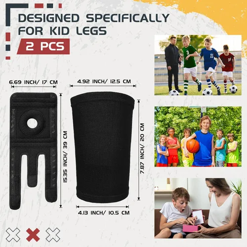 Vista 2 de 2 rodilleras para niños, rodilleras de compresión para niños y niñas, básquetbol, voleibol, deportes y gimnasia (negro, M)