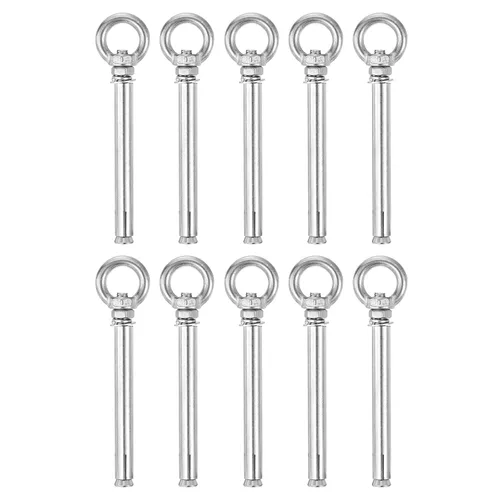 Vista 12 de uxcell Aro de elevación de la expansión, 8pcs M6x50mm 304 tornillo de expansión de acero inoxidable con anillo de ojo para pared de ladrillo