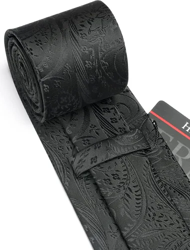 Vista 248 de HISDERN Corbatas para hombre, corbata de cachemira y bolsillo cuadrado tejido clásico floral para hombre, corbata de fiesta de boda