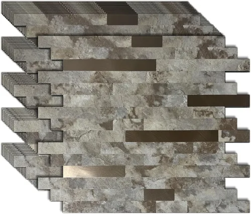 Vista 8 de 10 hojas de azulejos despegar y pegar para salpicadero de cocina, azulejos de mosaico autoadhesivos, para pegar en tocadores de baño, decoración