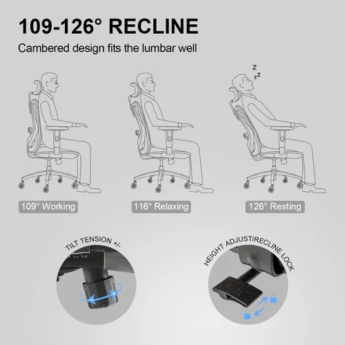 Vista 10 de SIHOO Silla de oficina ergonómica M18, ruedas mejoradas, silla