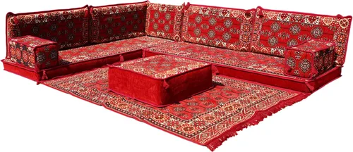Vista 26 de arabicsofa Juego de Sofá Majlis Árabe de Esquina en Forma de L – Cojín Modular de Piso con Almohadas de Respaldo