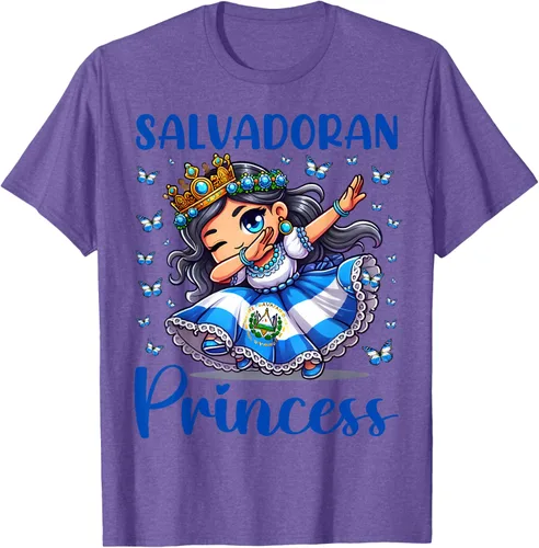 Vista 7 de Camiseta de princesa salvadoreña dabbing para niñas y niños
