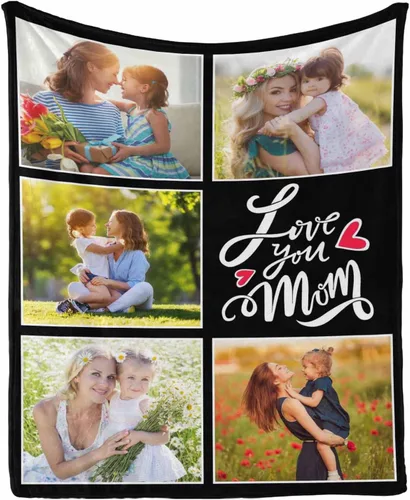 Vista 7 de InterestPrint Regalos personalizados para mamá, manta personalizada con fotos y fotos familiares, regalos de cumpleaños para el día de la madre
