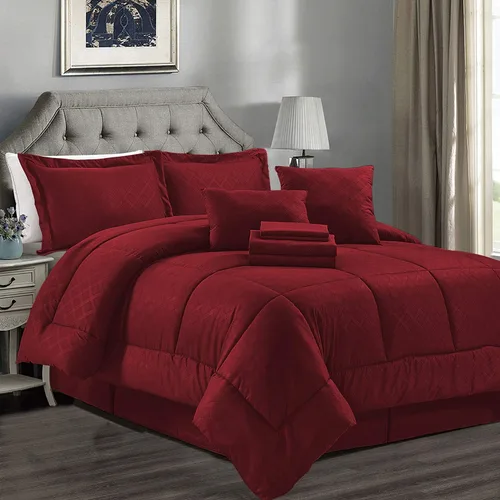 Vista 12 de JML - Juegos de edredón de ropa de cama de microfibra con fundas. Patrón bordado y acolchado de color sólido de lujo. Ideal para cualquier