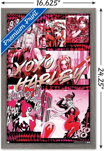 Vista 3 de Trends International DC Comics - Póster de pared de Harley Quinn, Good To Be Bad, 14.725 x 22.375 pulgadas, versión enmarcada de madera de granero