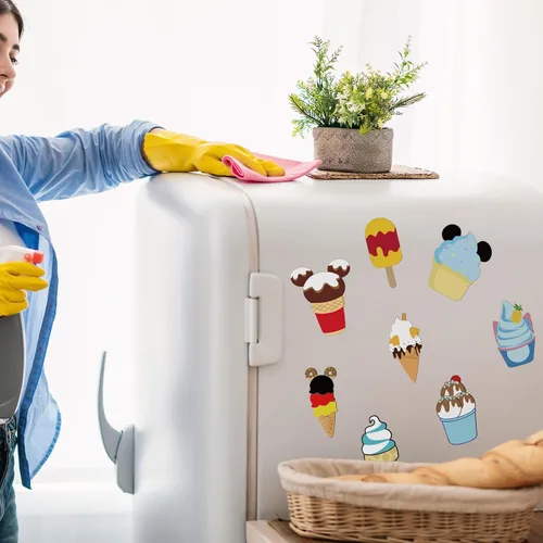 Vista 7 de 12 calcomanías para puerta de crucero de ratón, para nevera, refrigerador, lindo imán de helado para puerta de automóvil, nevera, pizarras blancas