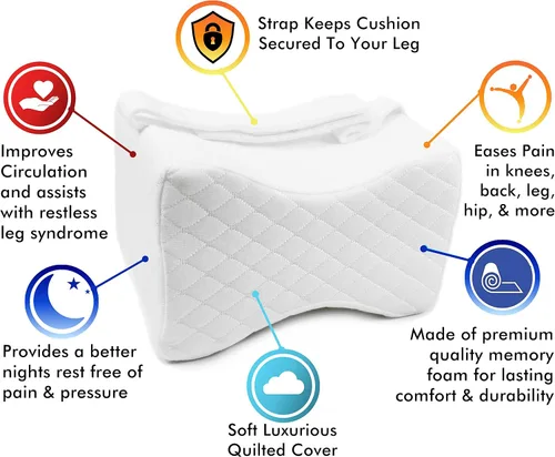 Vista 3 de ComfortFinds - Almohada de rodilla de espuma viscoelástica para aliviar el dolor de ciática, cojín de alivio del dolor de cadera, almohada