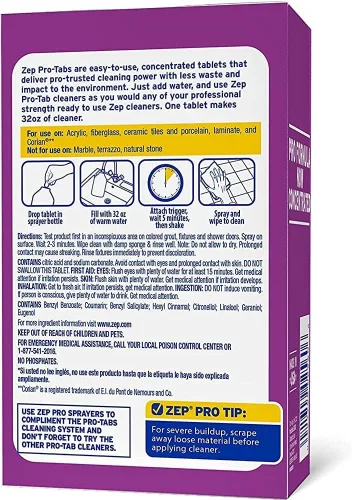 Vista 2 de Zep PRO-TABS - Tabletas solubles para limpiador de baño, 4 tabletas por caja, solo tienes que añadir agua. Respetuoso con el medio ambiente, morado