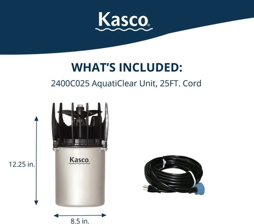 Vista 2 de Kasco AquatiClear Bomba de circulación de agua, 1/2 HP 120V con cable de alimentación eléctrica de 25 pies, bomba de circulación de agua resistente
