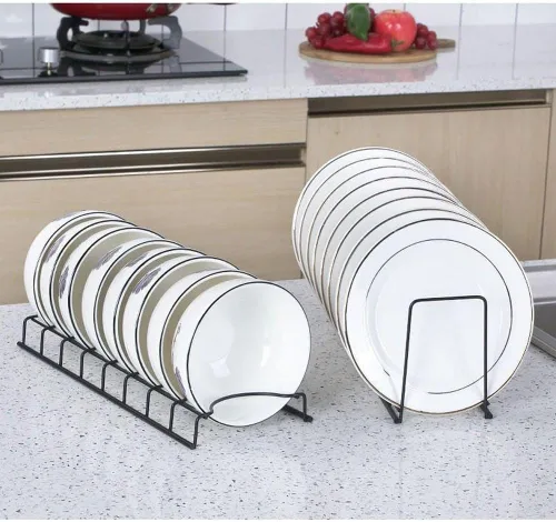Vista 6 de Escurridor de platos pequeño, estante de secado de cuencos de acero inoxidable para almacenamiento organizador de encimera de cocina, estante