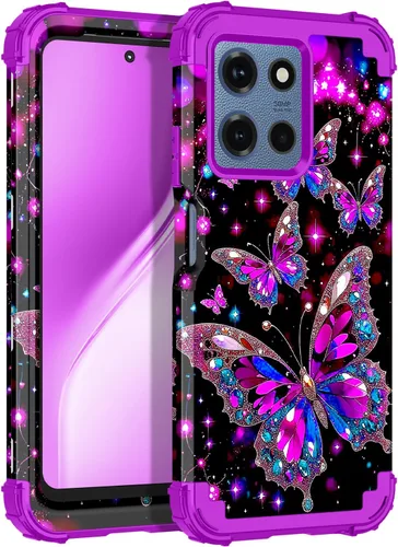 Vista 14 de LONTECT Funda para Moto Edge 2021, Moto Edge 5G UW, funda floral a prueba de golpes, 3 en 1, híbrida resistente, resistente, funda protectora