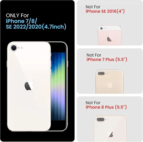 Vista 7 de FireNova Funda diseñada para iPhone SE 2022/2020, iPhone 7 8, silicona mejorada [borde recto] y [protección de cámara] funda para teléfono con forro