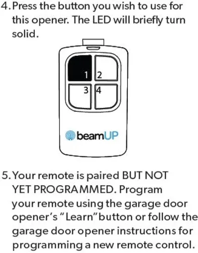 Vista 6 de beamUP Transmisor remoto universal para puerta de garaje, control remoto de puerta de garaje de 4 botones para operar 4 puertas de garaje separadas