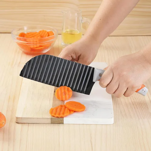 Vista 8 de VITUER Cortador arrugado para verduras, cuchillo de corte arrugado para papas fritas, verduras, papa, pepino, zanahoria y fruta, cortador de papas