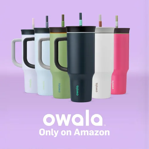Vista 10 de Owala Vaso de viaje aislado de acero inoxidable de triple capa con tapa resistente a derrames, popote y asa de transporte, sin BPA, 40 onzas, rosa