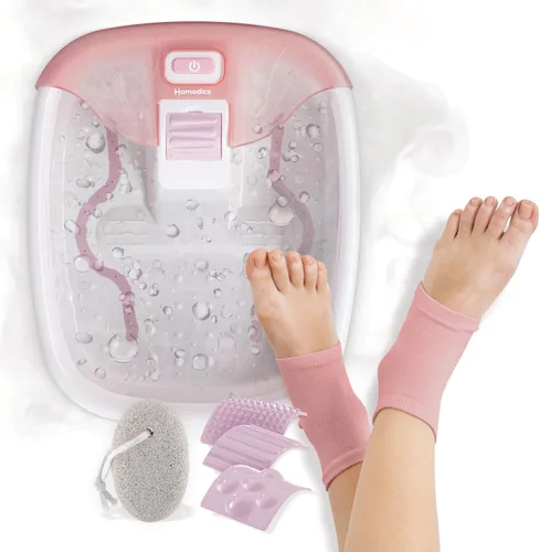 Vista 9 de HoMedics Bubble Bliss Deluxe - Spa de pies con arco de masaje de calor, 3 accesorios de acupresión, protección contra salpicaduras, nodos elevados