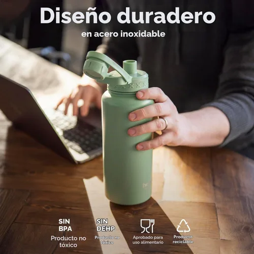 Vista 3 de Smartshake Bohtal Botella de agua aislada de 32.5 fl oz/32 onzas, botella de agua de acero inoxidable duradera, botella de agua a prueba de fugas